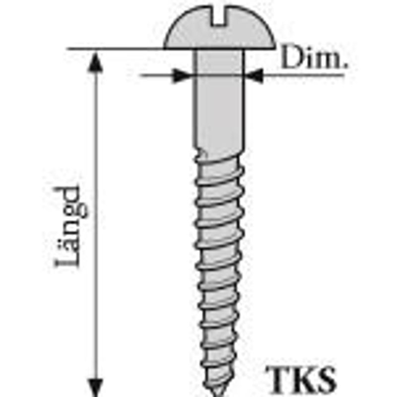 Treskrue sinkbelagt stål TKS 9x1 rett spor